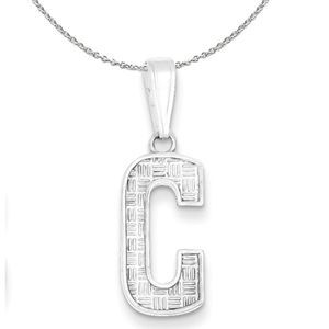Silver, Sami Collection, Textured Block Initial C Necklace - 16 In